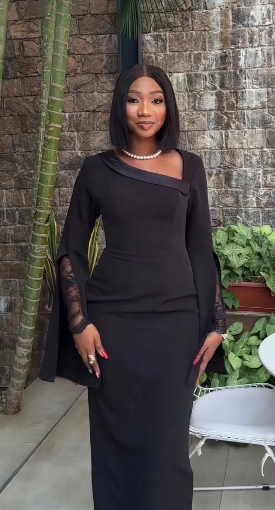 Midi Asymmetric Double Sleeve Collar Dress