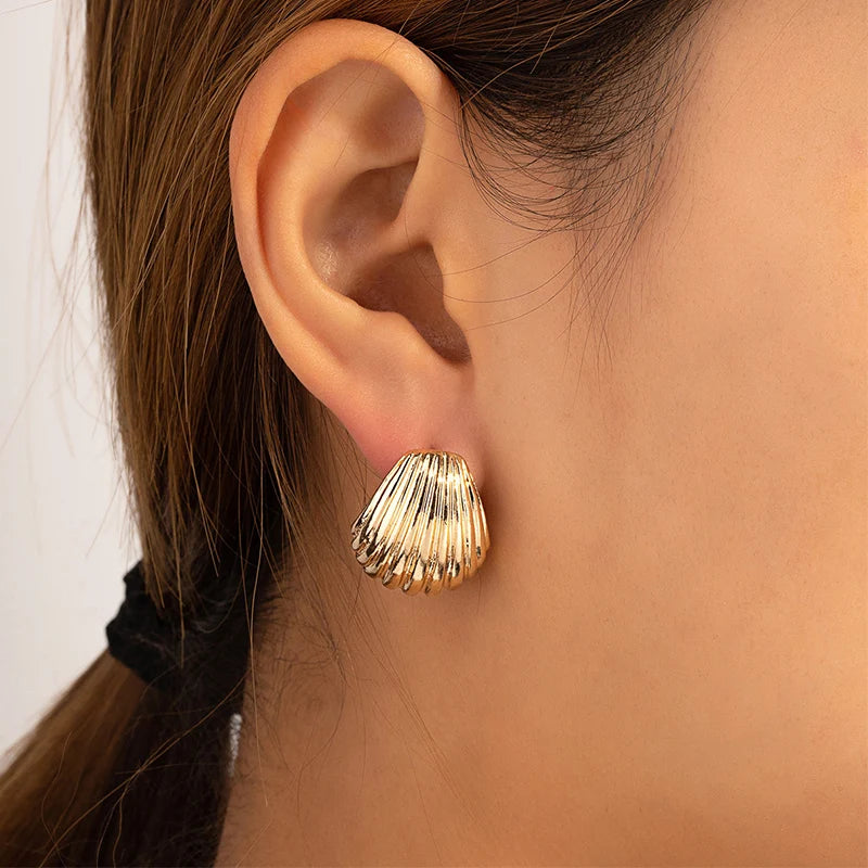 Shell Shape Stud Earrings Gold | Upto 6 months Tarnish-Free