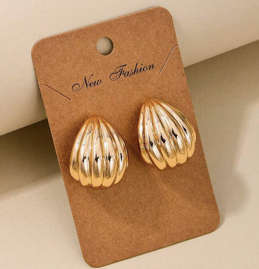 Shell Shape Stud Earrings Gold | Upto 6 months Tarnish-Free